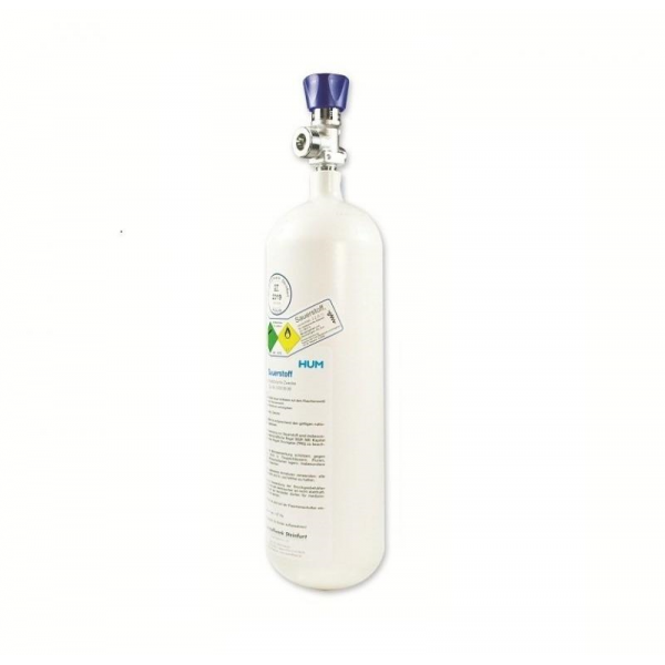 Sauerstoff-Flasche 2,0 Liter mit Restdruckventil