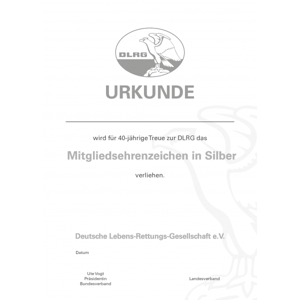 Urkunde DIN A4 40 Jahre Mitglied