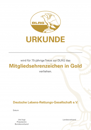 Urkunde DIN A4 75 Jahre Mitglied