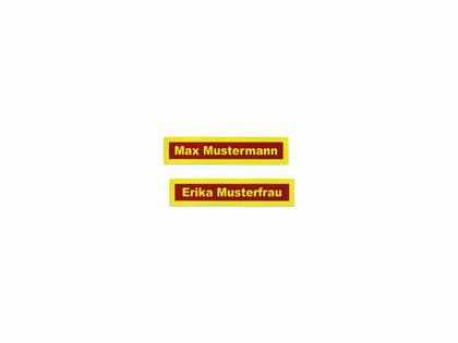 Individuelles Namensbrustschild rot/gelb