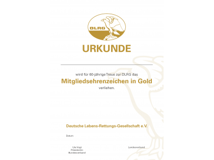 Urkunde DIN A4 60 Jahre Mitglied